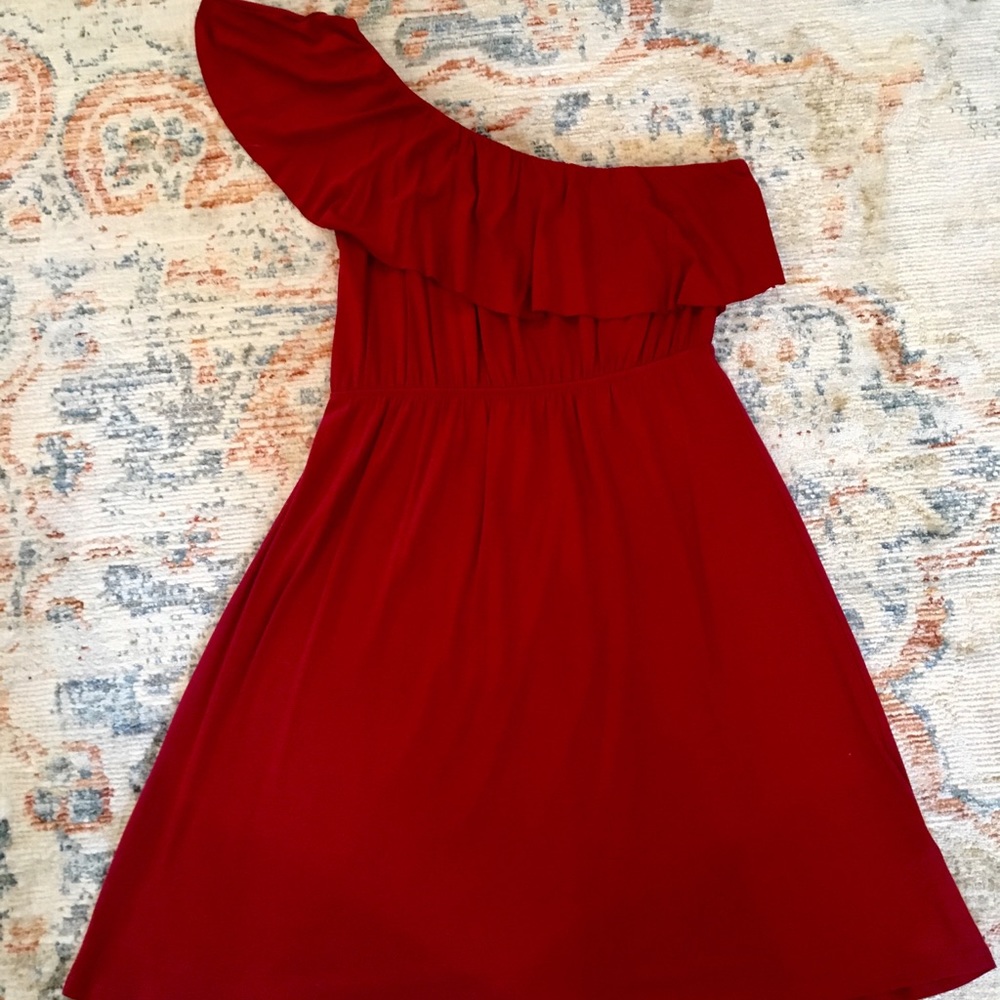 One shoulder ruffle dress size small